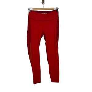 Outdoor Voices Raw Edge Colorblock Leggings Red Womens Size M Mid Rise